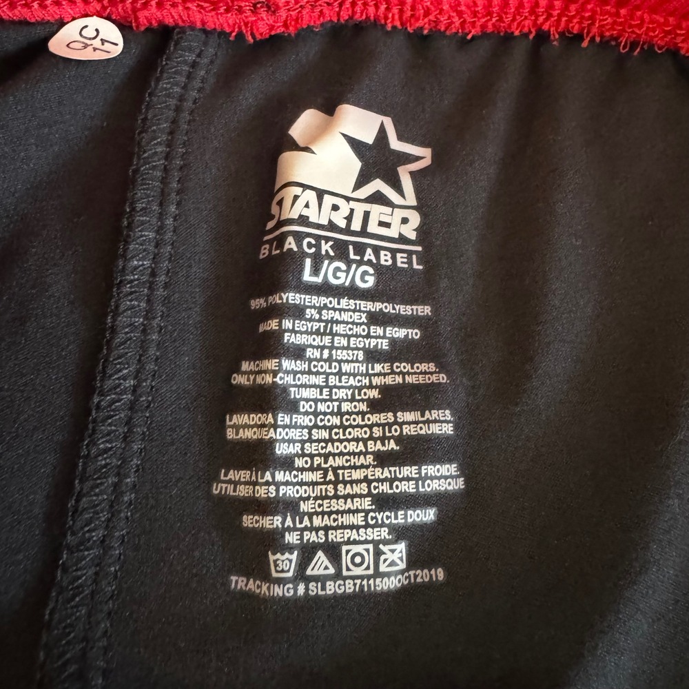 Starter Black Label Mens Large Black Red Stripe Super Soft Track Pants New NWT - Picture 6 of 7
